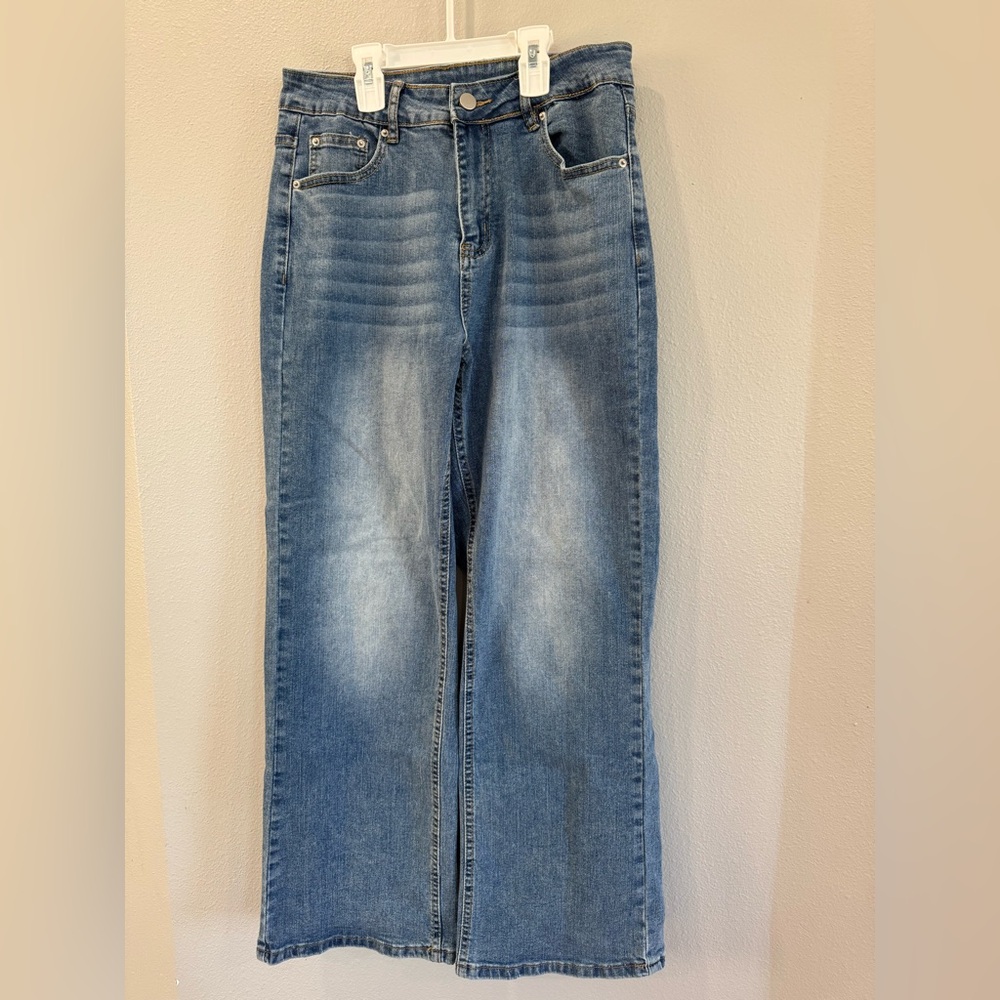 Blue Wide-Leg Jeans- Size: 6 Short